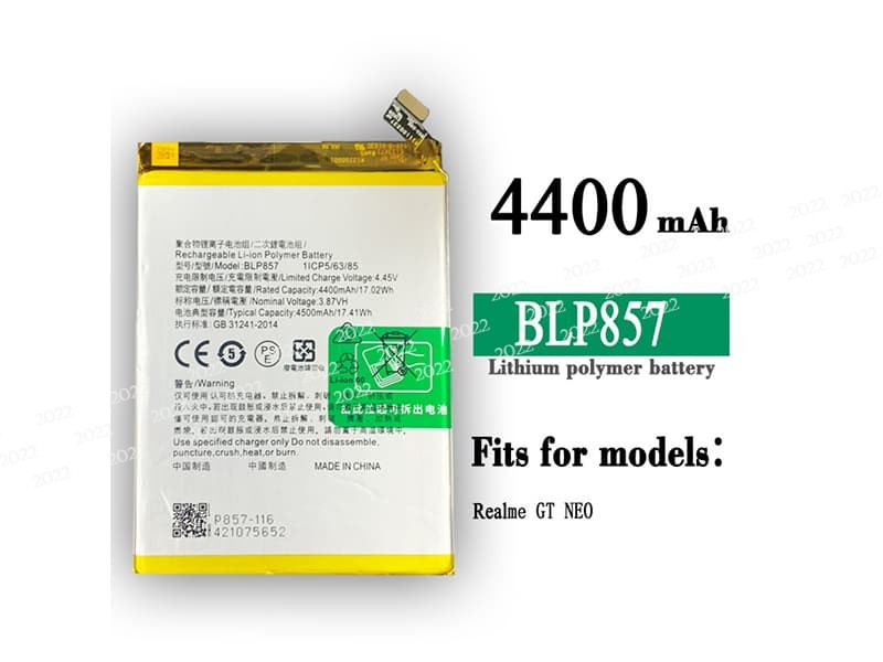 BLP857 pour OPPO Realme GT NEO Q3Pro RMX3031