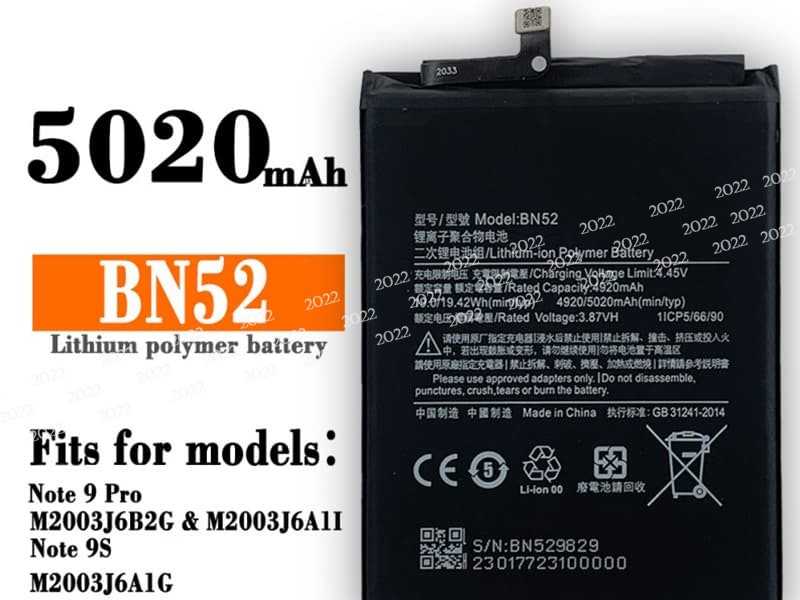 BN52 pour XIAOMI hongmi Note 9 Pro 9S Note 8 Pro Max