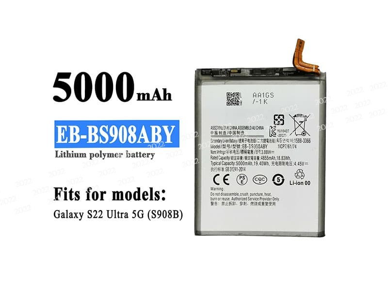 EB-BS908ABY pour SAMSUNG Galaxy S22 Ultra 5G