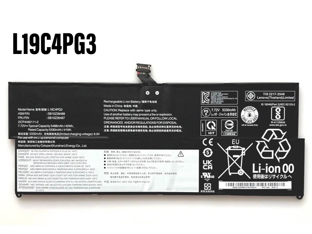 L19C4PG3 L19D4PG3 L19M4PG3 Batteria Per Lenovo ThinkPad X12