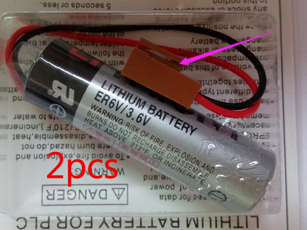 ER6VCT pour Toshiba ER6VCT 3.6V 2000mah PLC Battery With small JAE Plug 2pcs